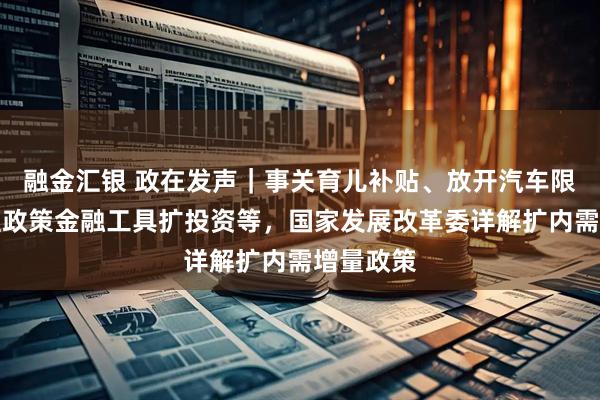 融金汇银 政在发声｜事关育儿补贴、放开汽车限购、新型政策金融工具扩投资等，国家发展改革委详解扩内需增量政策